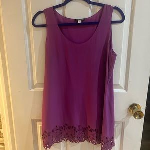Eileen Fisher Magenta Tank Top with Lace Hem